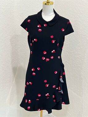kate spade Black Mini Dress with Pink Floral Print